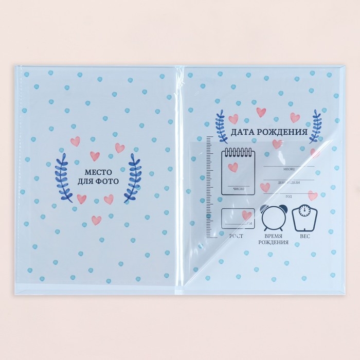 Папка под свидетельство о рождении  Папка под свидетельство о рождении "Утёнок" голубой бант, А5