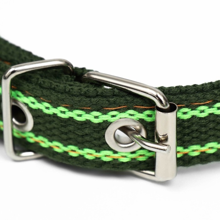 Ошейник брезентовый безразмерный двухслойный, 52 х 2 см, хаки/салатовый Ошейник брезентовый безразмерный двухслойный, 52 х 2 см, хаки/салатовый