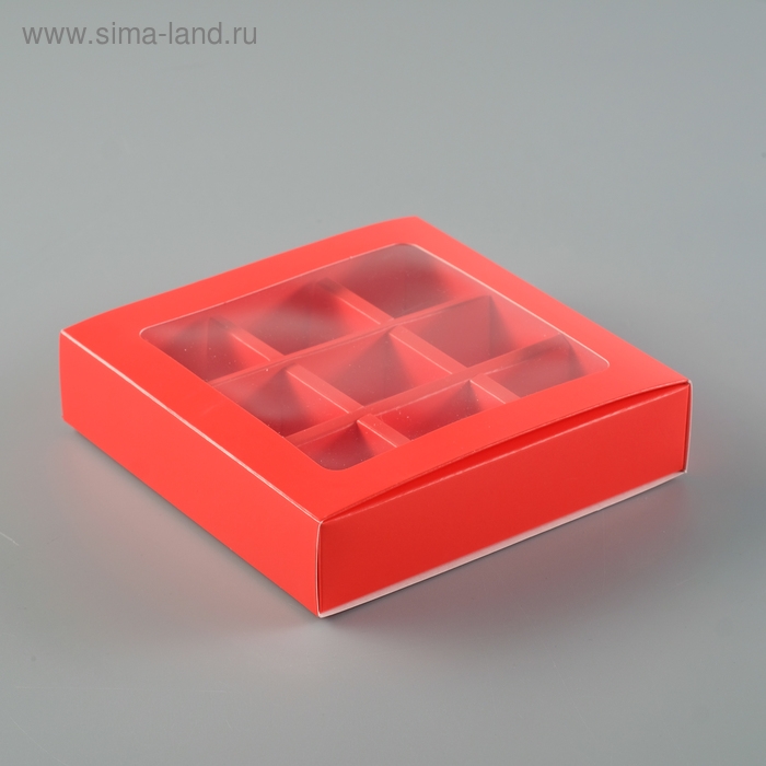 Упаковка для конфет 9 шт,14,5 х 14,5 х 3,5 см, красный Упаковка для конфет 9 шт,14,5 х 14,5 х 3,5 см, красный