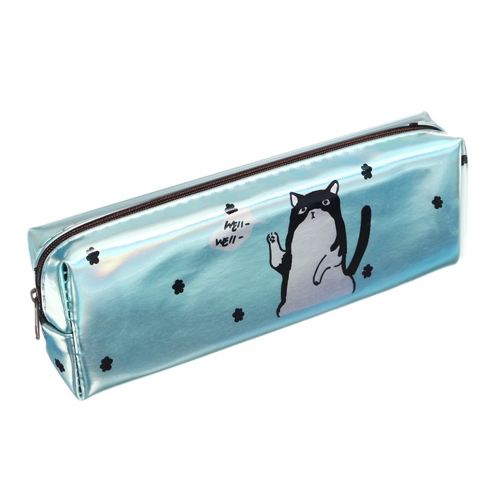 Пенал школьный, на молнии голографический Пенал школьный, на молнии голографический "Кот Голубой"