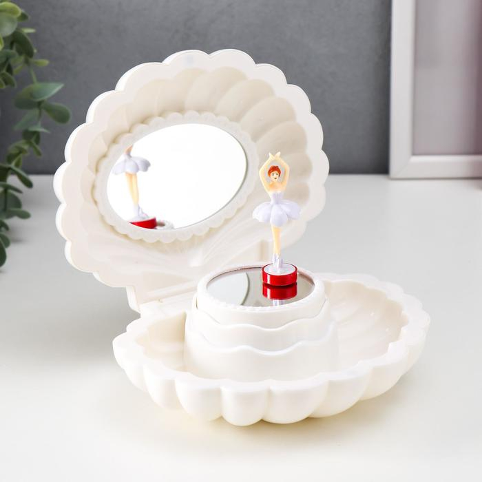 Шкатулка музыкальная механическая Шкатулка музыкальная механическая "Белая ракушка" 7,5х15,5х12 см