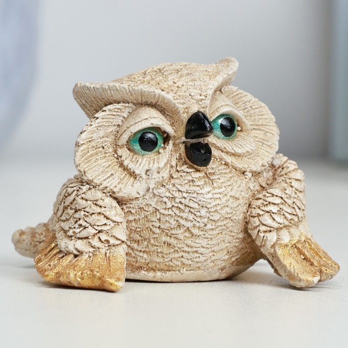 Фигура Фигура "Сова лежит" бежевая, 6х7х5см