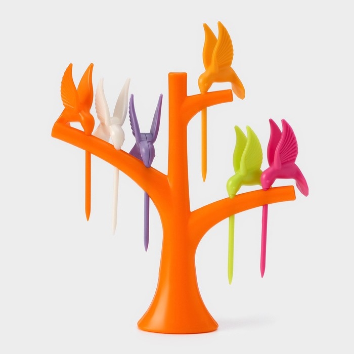 Набор для канапе «Птицы», на подставке, 6 шпажек, цвет МИКС Набор для канапе «Птицы», на подставке, 6 шпажек, цвет МИКС