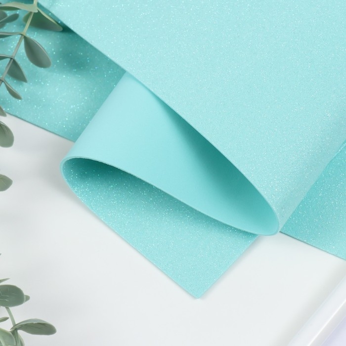 Фоамиран глиттерный 2 мм, 50х50 см, мятный Фоамиран глиттерный 2 мм, 50х50 см, мятный