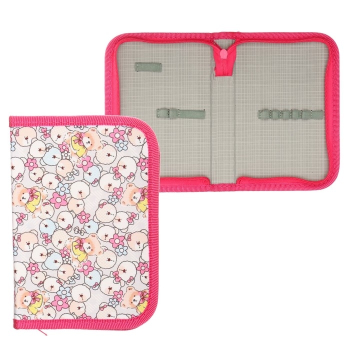 Пенал школьный Пенал школьный "Мишки", 13 х 19,5 см, 1 секция, на молнии, ткань