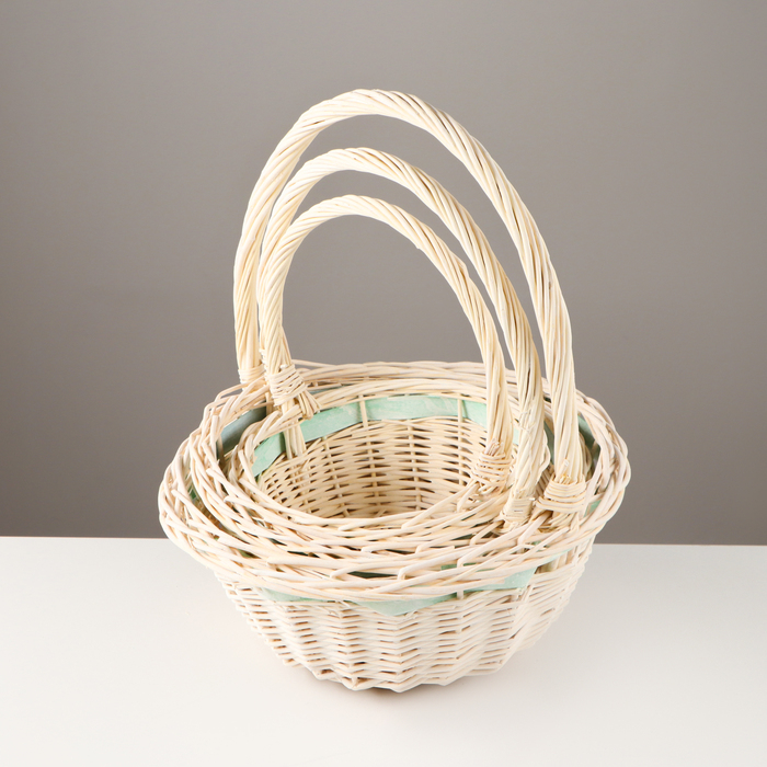 Набор корзин, 3 шт, 33×14/36 см, 28×12/31 см, 24×11/27 см, ива Набор корзин, 3 шт, 33×14/36 см, 28×12/31 см, 24×11/27 см, ива