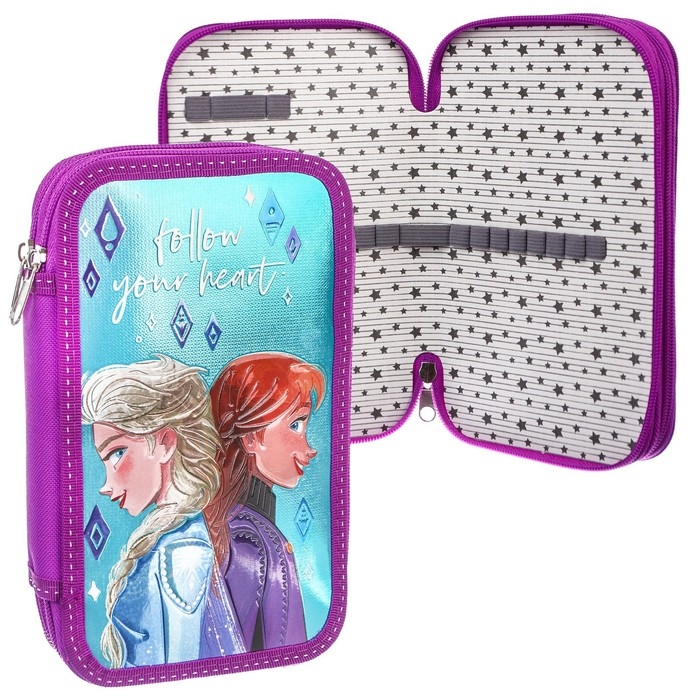 Пенал каркасный с эффектом металлик, 2 секции, 125х205х40 мм, ламинированный картон, Холодное сердце Пенал каркасный с эффектом металлик, 2 секции, 125х205х40 мм, ламинированный картон, Холодное сердце