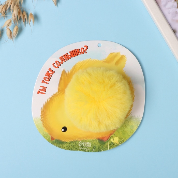 Пушистик на кольце  Пушистик на кольце "Цыплёнок. Ты тоже солнышко?" d=8 см 15х15 см