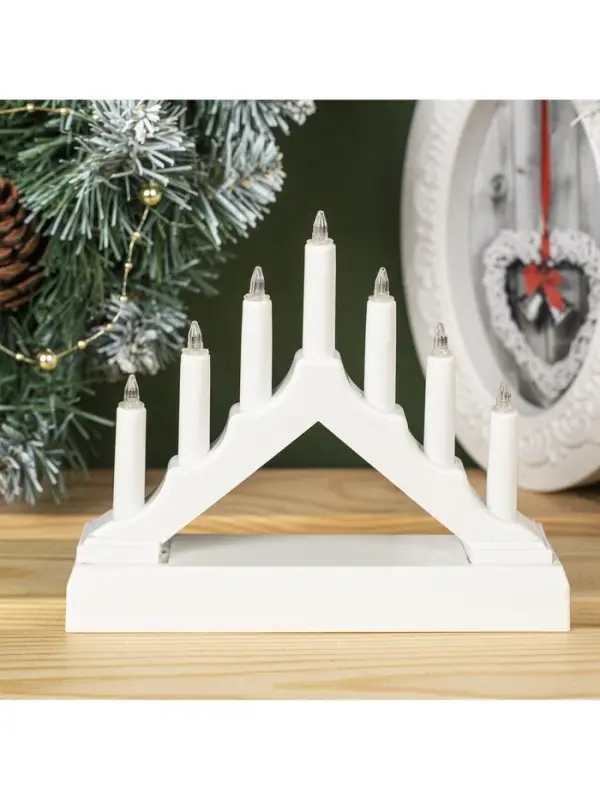 Светодиодная фигура &laquo;Белая рождественская горка&raquo;, пластик, батарейки ААх2 (не в комплекте), свечение тёплое белое