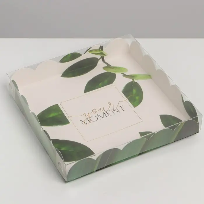 Коробка для печенья, кондитерская упаковка с пластиковой крышкой, «Эко», 18 х 18 х 3 см Коробка для печенья, кондитерская упаковка с пластиковой крышкой, «Эко», 18 х 18 х 3 см