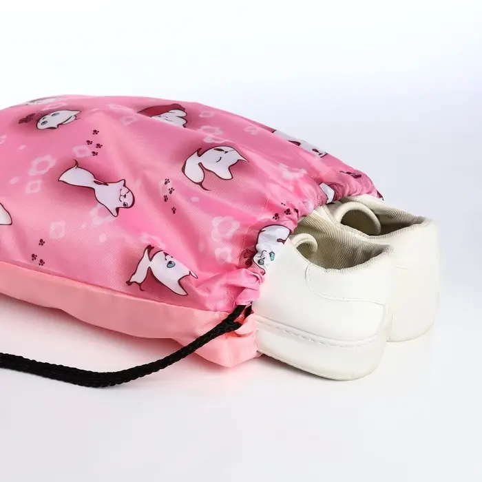 Мешок для обуви на шнурке, 32&times;0.5&times;40 см, с принтом, розовый