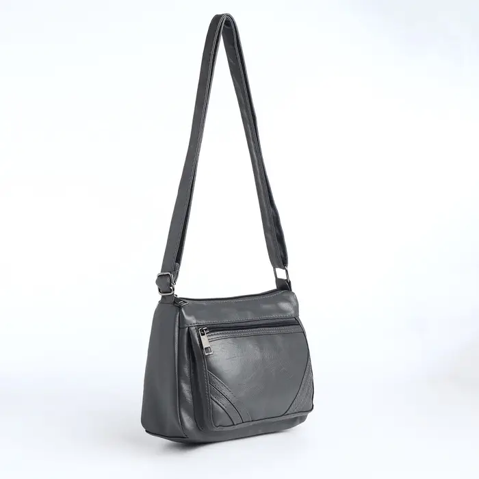 Сумка женская кросс-боди на молнии, 20&times;8.5&times;15 см, серая