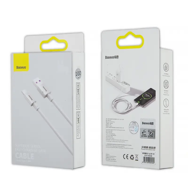 Кабель USB Type-C 1M 66W Superior Series Fast Charging Baseus белый CATYS-02 Кабель USB Type-C 1M 66W Superior Series Fast Charging Baseus белый CATYS-02