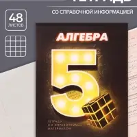 Тетрадь предметная 48 листов в клетку Calligrata «3D. Алгебра», серые листы