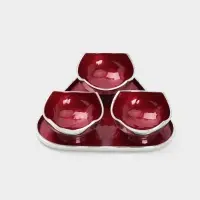 Менажница на подносе &laquo;Бэнкс&raquo;, набор 3 шт., 7&times;7&times;4 см, алюминий, красная