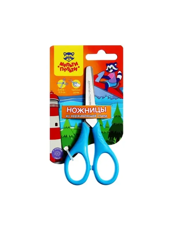Ножницы 12 см детские Мульти-Пульти &laquo;Приключения Енота&raquo;, МИКС, европодвес