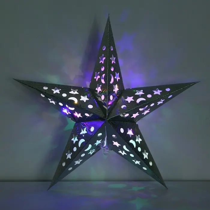 Звезда интерьерная с гирляндой модель G-12 Звезда интерьерная с гирляндой модель G-12 "Космическое небо", 45 х 45 см