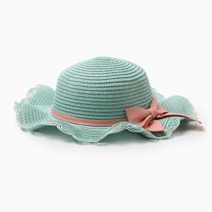 Шляпа для девочки с бантом MINAKU, р-р 52, цв.голубой Шляпа для девочки с бантом MINAKU, р-р 52, цв.голубой