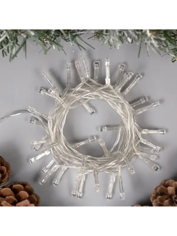 Гирлянда &laquo;Нить&raquo; 2 м, IP20, прозрачная нить, 20 LED, свечение тёплое белое, 2 режима, AAх3