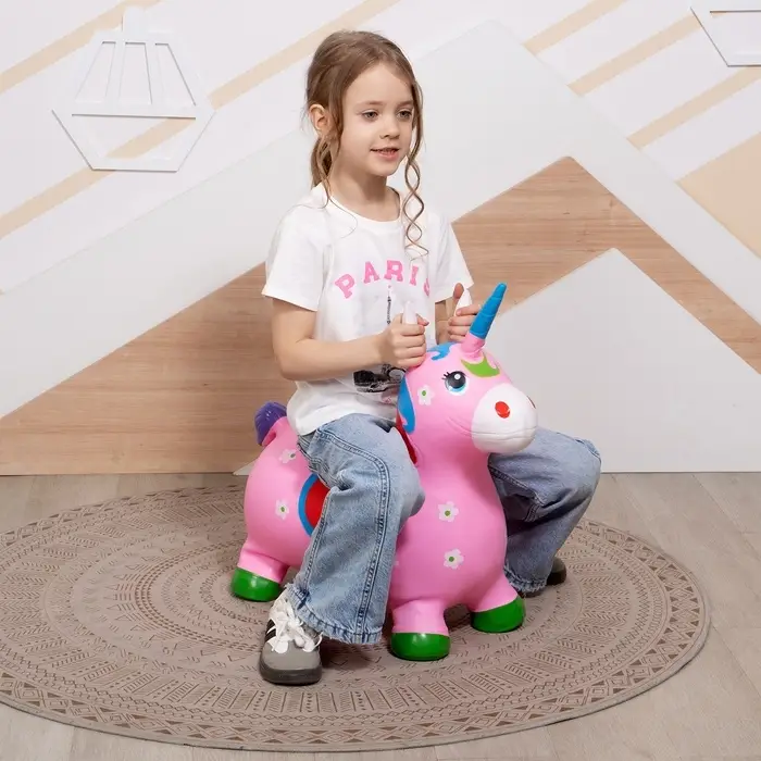 Попрыгун ZABIAKA &laquo;Единорог&raquo;, 51&times;25&times;50 см, розовый