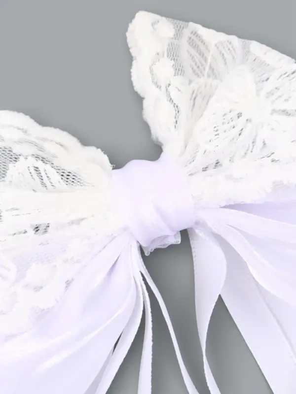 Бант для волос на заколке с лентами &laquo;Цветы&raquo;, белый, Принцессы