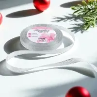 Лента парчовая, 10 мм, 23&plusmn;1 м, цвет серебряный