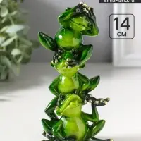 Фигурка полистоун лак &laquo;Пирамидка из лягушек&raquo;, 14&times;7.5&times;5 см