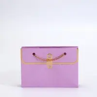 Пакет переноска для цветов, ручка цепь, &laquo;Сиреневый&raquo;, с золотым тиснением, 15&times;10.5&times;10 см