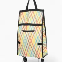 Сумка тележка хозяйственная &laquo;Ромбы&raquo;, складная, на липучке, 2 колеса, наружный карман, 32&times;13&times;52 см, разноцветная