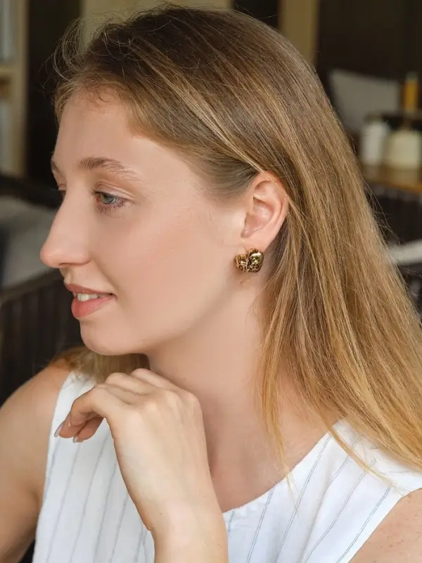 Набор серьги Набор серьги "Леопард" сердце крупное, цветной в золоте