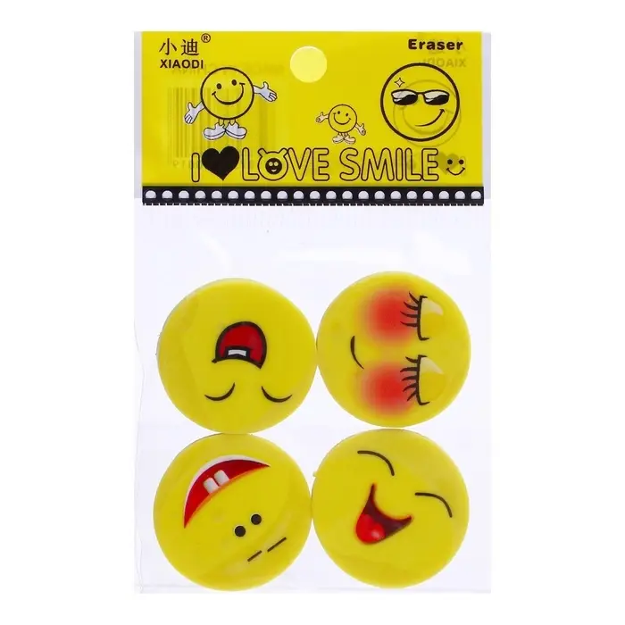 Набор ластиков фигурных Calligrata &laquo;Смайлы&raquo;, 4 штуки, в блистере, МИКС