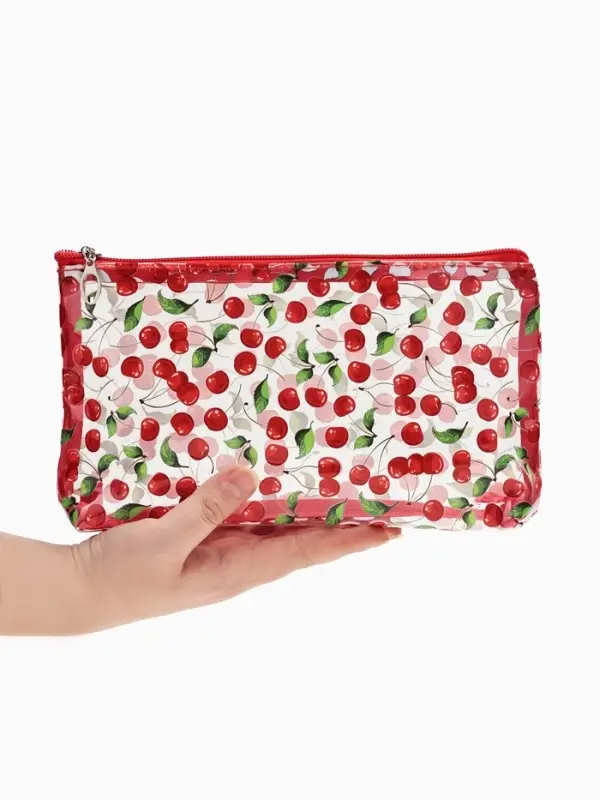 Косметичка женская Cherry lady, для бассейна, на молнии, прозрачная, красная
