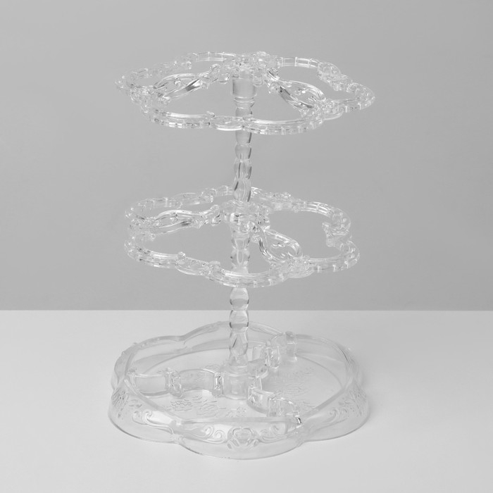 Подставка под серьги &laquo;Лепестки&raquo; 14,5&times;14,5&times;17 см, 2 яруса, цвет прозрачный