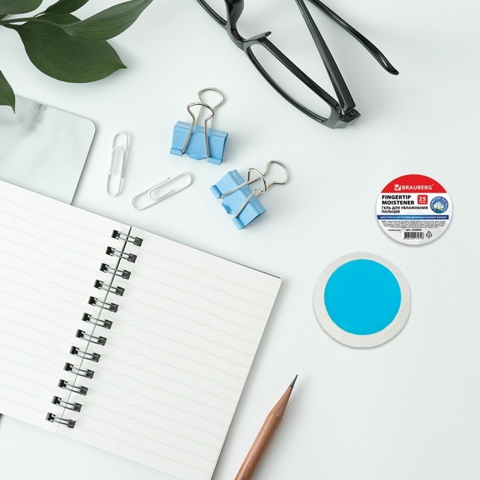 Гелевый увлажнитель для пальцев 25г BRAUBERG, c ароматом жасмина, голубой