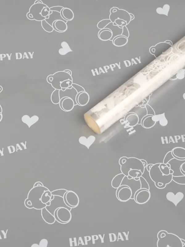 Пленка для цветов "Мишки", белая, 0,7 х 7,6 м, 40 мкм, 200 гр