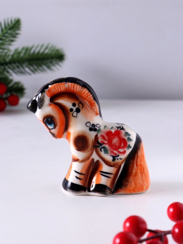 Сувенир Конь Буцефал, 9х10х3,5 см, гжель, цвет Сувенир Конь Буцефал, 9х10х3,5 см, гжель, цвет