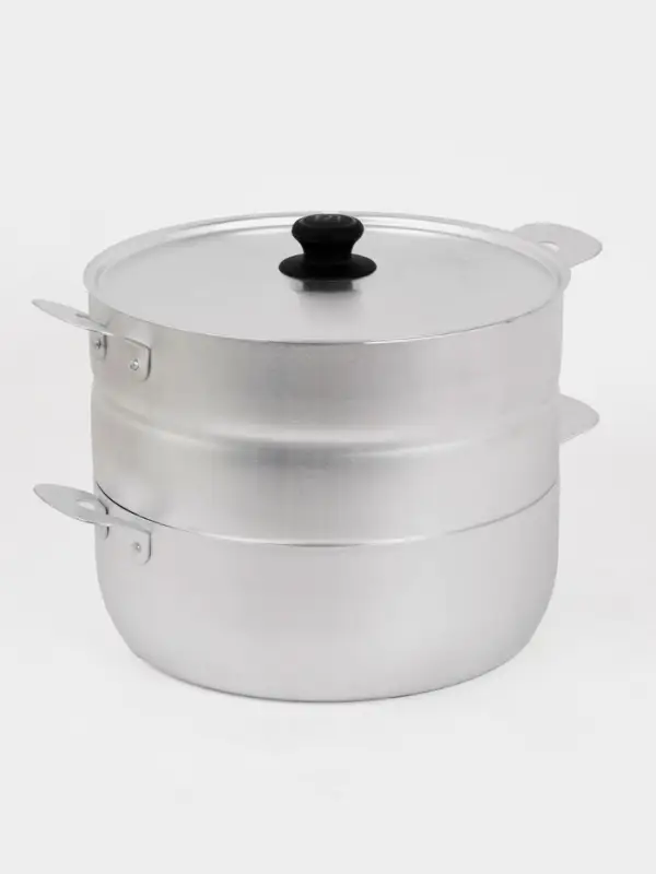 Манты-казан, 4.5 л, d=26 см, 2.1 кг, с 3 дисками, с крышкой, листовой алюминий 1.0-1.5 мм, серебристый