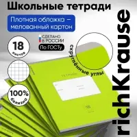 Тетрадь 18 листов в клетку ErichKrause Bright &laquo;Классика&raquo;, обложка мелованный картон, зелёная