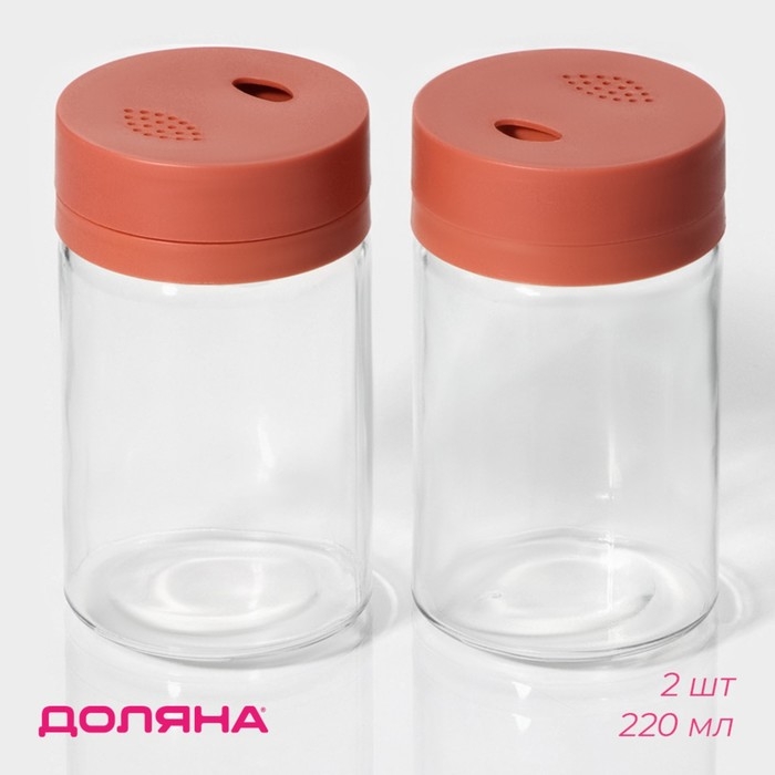 Набор для специй из стекла Доляна «Коралл», 2 предмета: солонка, перечница 6,4×11 см Набор для специй из стекла Доляна «Коралл», 2 предмета: солонка, перечница 6,4×11 см