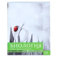 Тетрадь предметная 48 листов в клетку Calligrata, «Чёрное-белое. Биология», обложка мелованная бумага, серые листы
