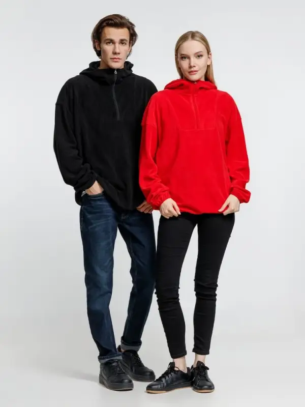 Анорак флисовый унисекс Fliska, красный, размер XS/S Анорак флисовый унисекс Fliska, красный, размер XS/S