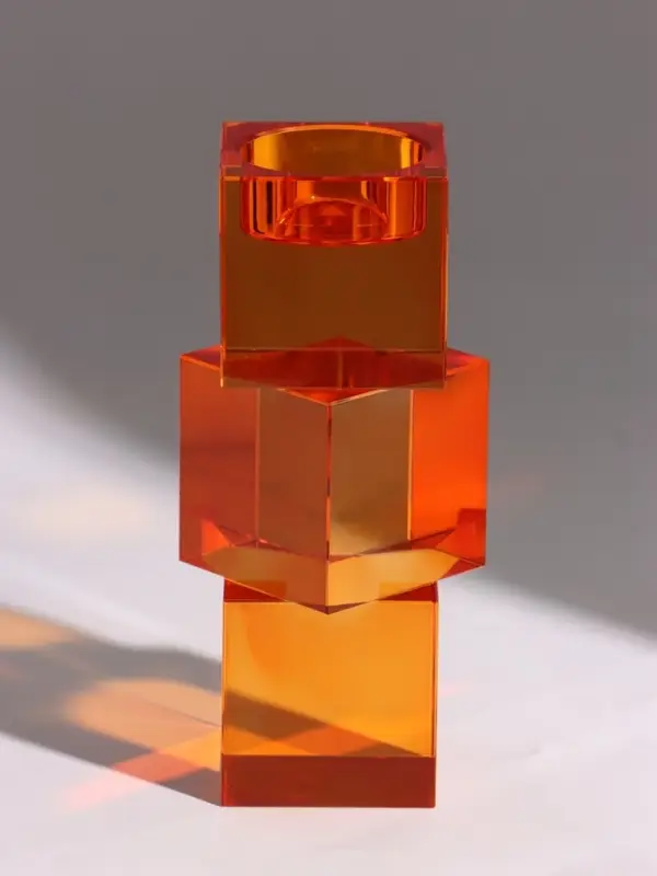 Подсвечник хрустальный &laquo;Хайли&raquo;, 7&times;7&times;14.8 см, янтарный