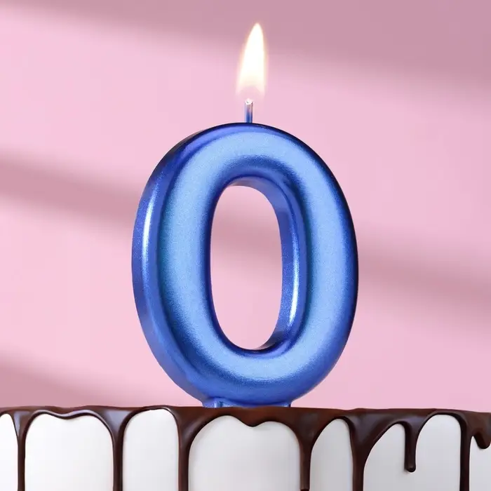 Свеча для торта «Европейская ГИГАНТ», цифра 0, 7 см, синий металлик Свеча для торта «Европейская ГИГАНТ», цифра 0, 7 см, синий металлик