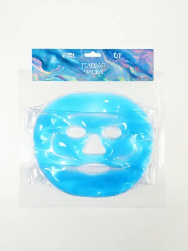 Маска для лица гидрогелевая, охлаждающая/согревающая, 22.5&times;19.5 см, синяя