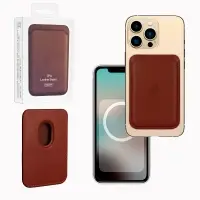 Чехол Leather Wallet Umber iPh 12 - 15 Pro Max (Анимация NFC Clear) с лого