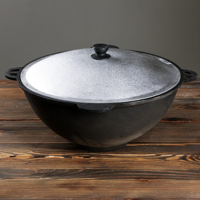 Казан с крышкой, 12 л, плоское дно Казан с крышкой, 12 л, плоское дно