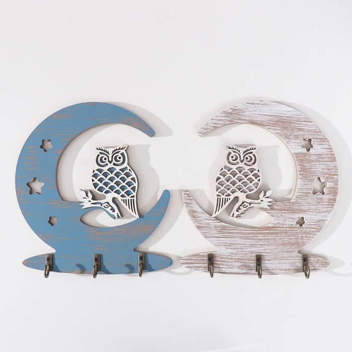 Крючки декоративные дерево Крючки декоративные дерево "Филин и месяц" МИКС 17,5х0,8х19,5 см