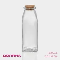 Бутылка для соусов и масла Доляна &laquo;Парфе&raquo;, 350 мл, 5.5&times;16 см, с пробковой крышкой, стекло, прозрачная