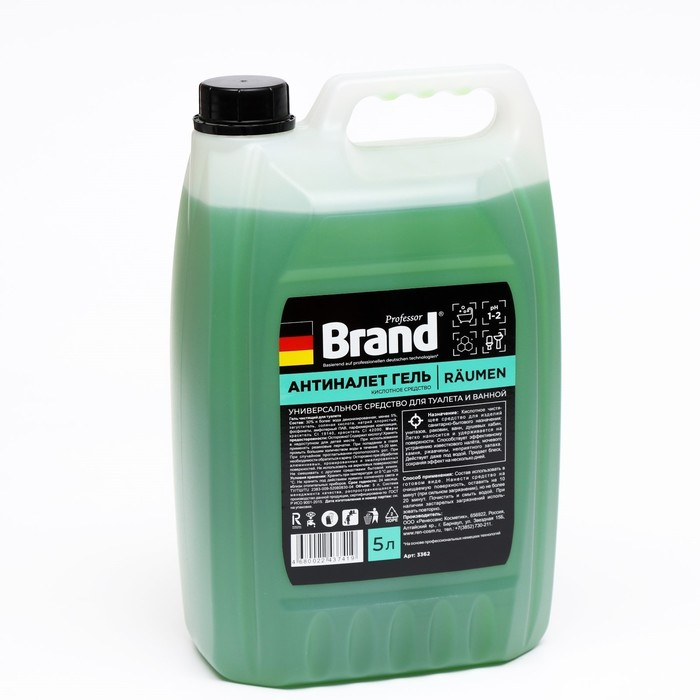 Универсальное кислотное средство Brand  Универсальное кислотное средство Brand "Антиналёт гель" для туалета и ванной 5 л
