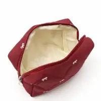 Косметичка с бантиками на молнии, 19&times;8&times;10 см, бордовая